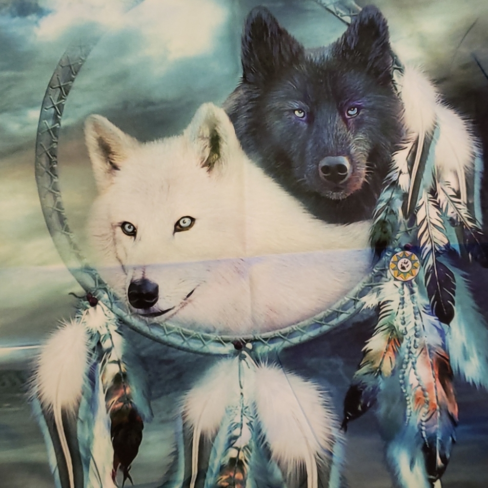 TWO Throw Pillow Cover Cases with Wolves